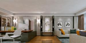 萬科大廈欣悅化妝品公司，白與黃的搭配，簡約、大氣！